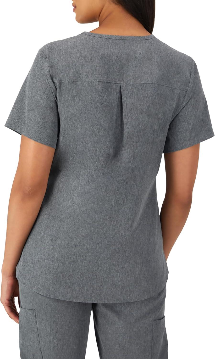 imageHanes Womens Scrubs Healthcare Top with VNeckline MoistureWicking Stretch Scrub ShirtsEbony Heather
