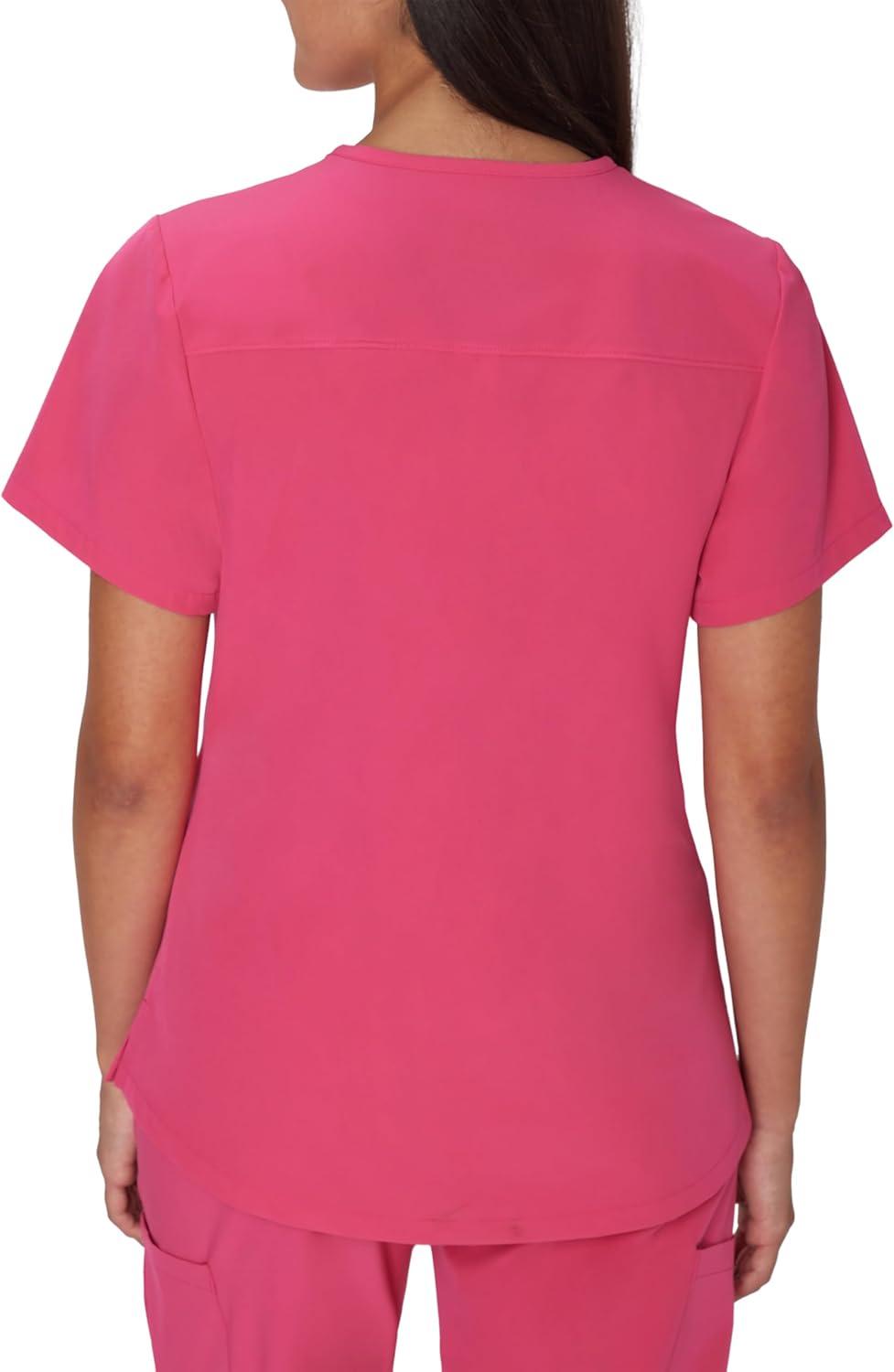 imageHanes Womens Scrubs Healthcare Top with VNeckline MoistureWicking Stretch Scrub ShirtsFuchsia Pink