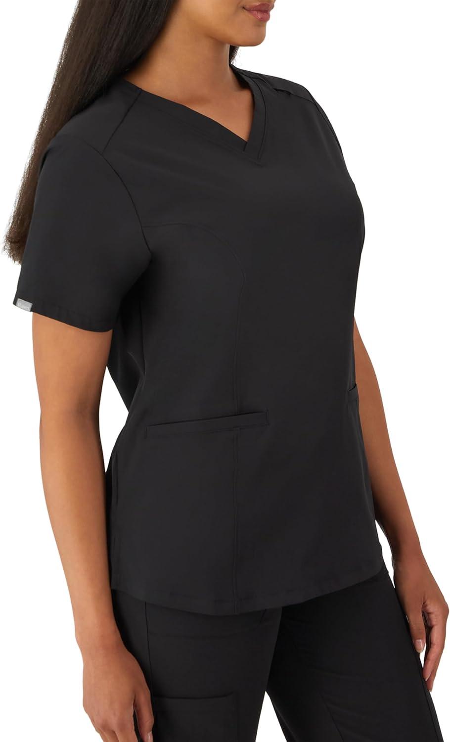 imageHanes Womens Scrubs Healthcare Top with VNeckline MoistureWicking Stretch Scrub ShirtsNew Ebony