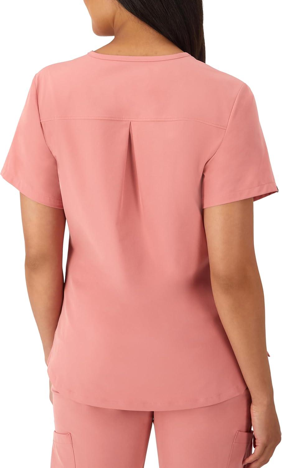 imageHanes Womens Scrubs Healthcare Top with VNeckline MoistureWicking Stretch Scrub ShirtsRose Ranch Pink