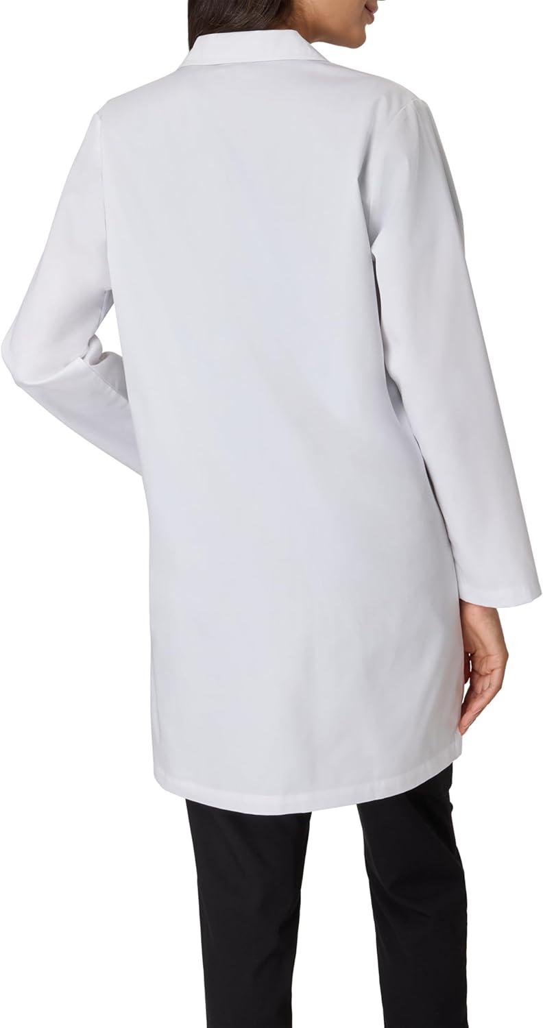 imageHanes Womens Scrubs Lab Coat Healthcare Lab Coat Scrubs Jacket With Pockets Soil amp Water ResistantMarble White