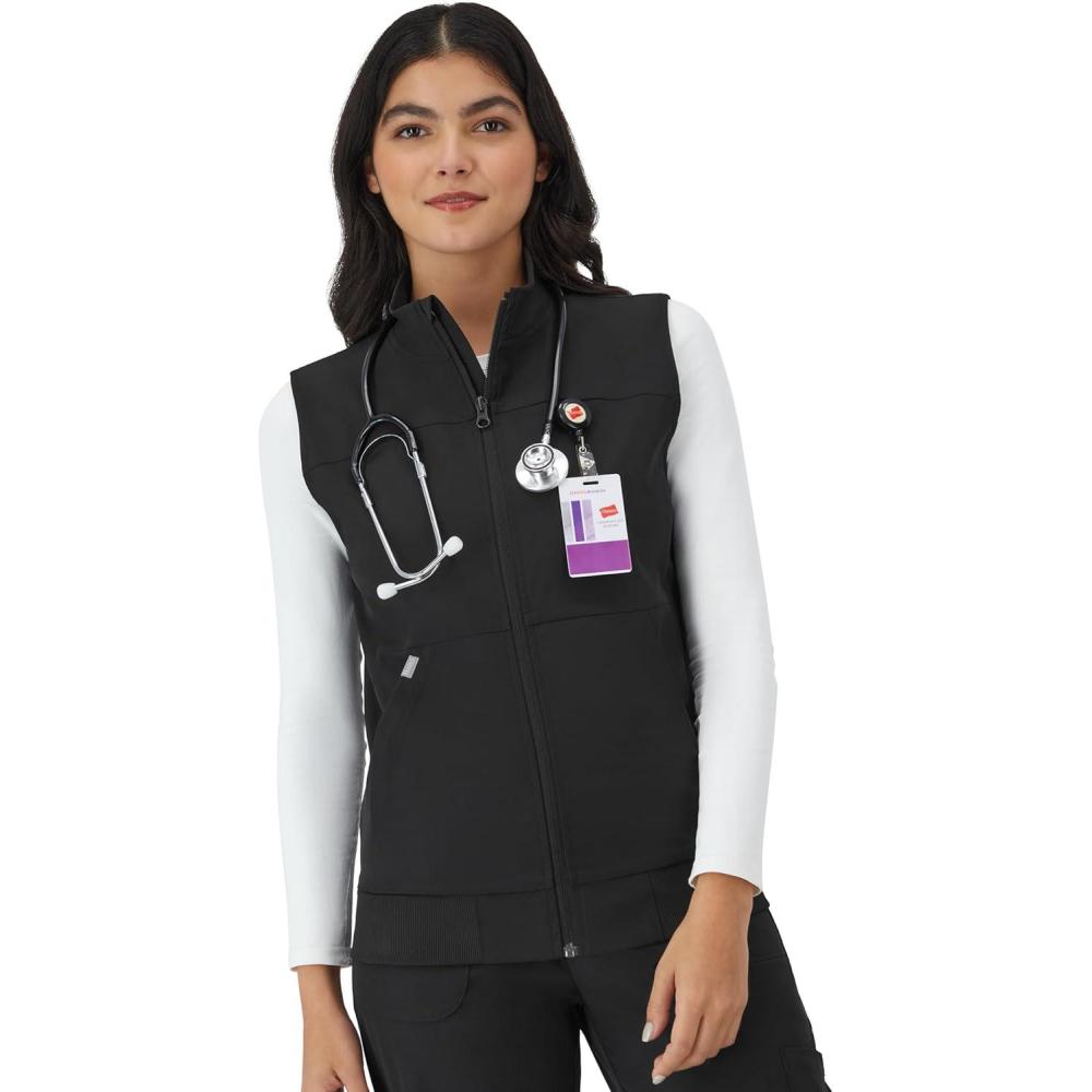 imageHanes Womens Comfort Fit Scrubs Healthcare Vest MoistureWicking Stretch Scrubs Vest for WomenNew Ebony
