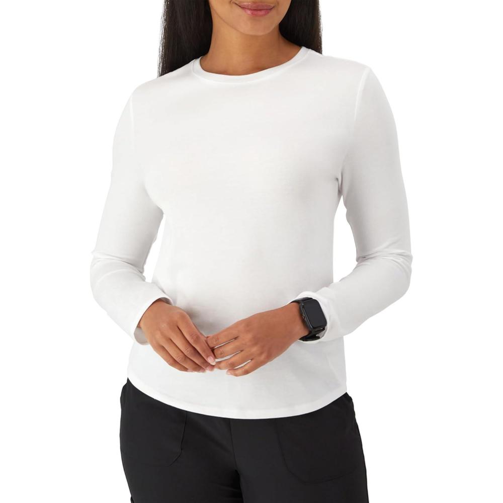 imageHanes Womens Comfort Fit Scrubs Underscrub Supersoft Viscose from Bamboo Long Sleeve ShirtWhite