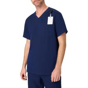 Hanes Men’s Scrubs Healthcare Top, Scrub Shirt for Men, Moisture-Wicking & Odor Control, One Pocket(Athletic Navy)