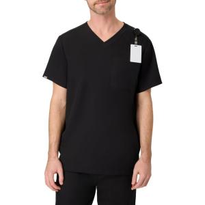 Hanes Men’s Scrubs Healthcare Top, Scrub Shirt for Men, Moisture-Wicking & Odor Control, One Pocket(New Ebony)