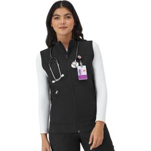 Hanes Women’s Comfort Fit Scrubs Healthcare Vest, Moisture-Wicking Stretch Scrubs Vest for Women(New Ebony)