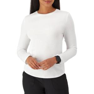 Hanes Women’s Comfort Fit Scrubs Underscrub, Supersoft Viscose from Bamboo Long Sleeve Shirt(White)