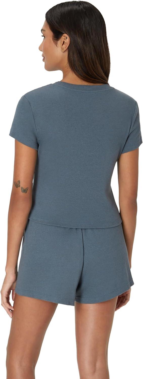 imageHanes Womens Originals 2piece Lounge Set Supersoft Cropped Baby Doll Tee amp Sleep Shorts Loungewear SetStargazer GreyStargazer Grey