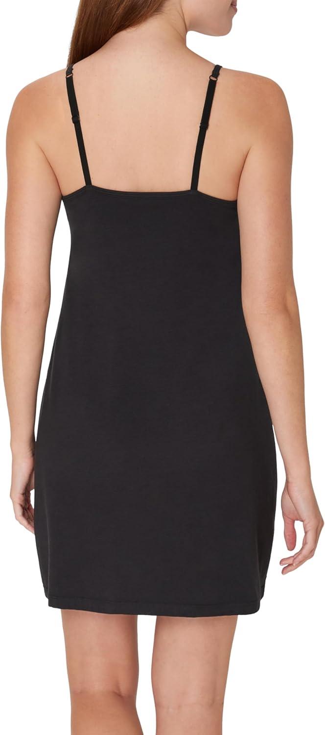 imageHanes Womens Originals Sleep Dress Comfywear Supersoft Sleep Slip Dress With Builtin Shelf BraBlack