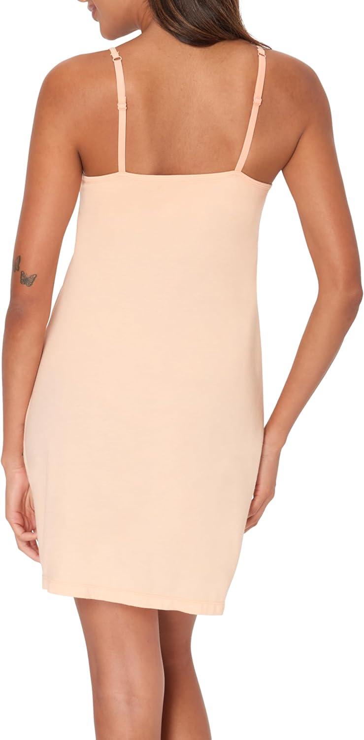 imageHanes Womens Originals Sleep Dress Comfywear Supersoft Sleep Slip Dress With Builtin Shelf BraMellow Peach