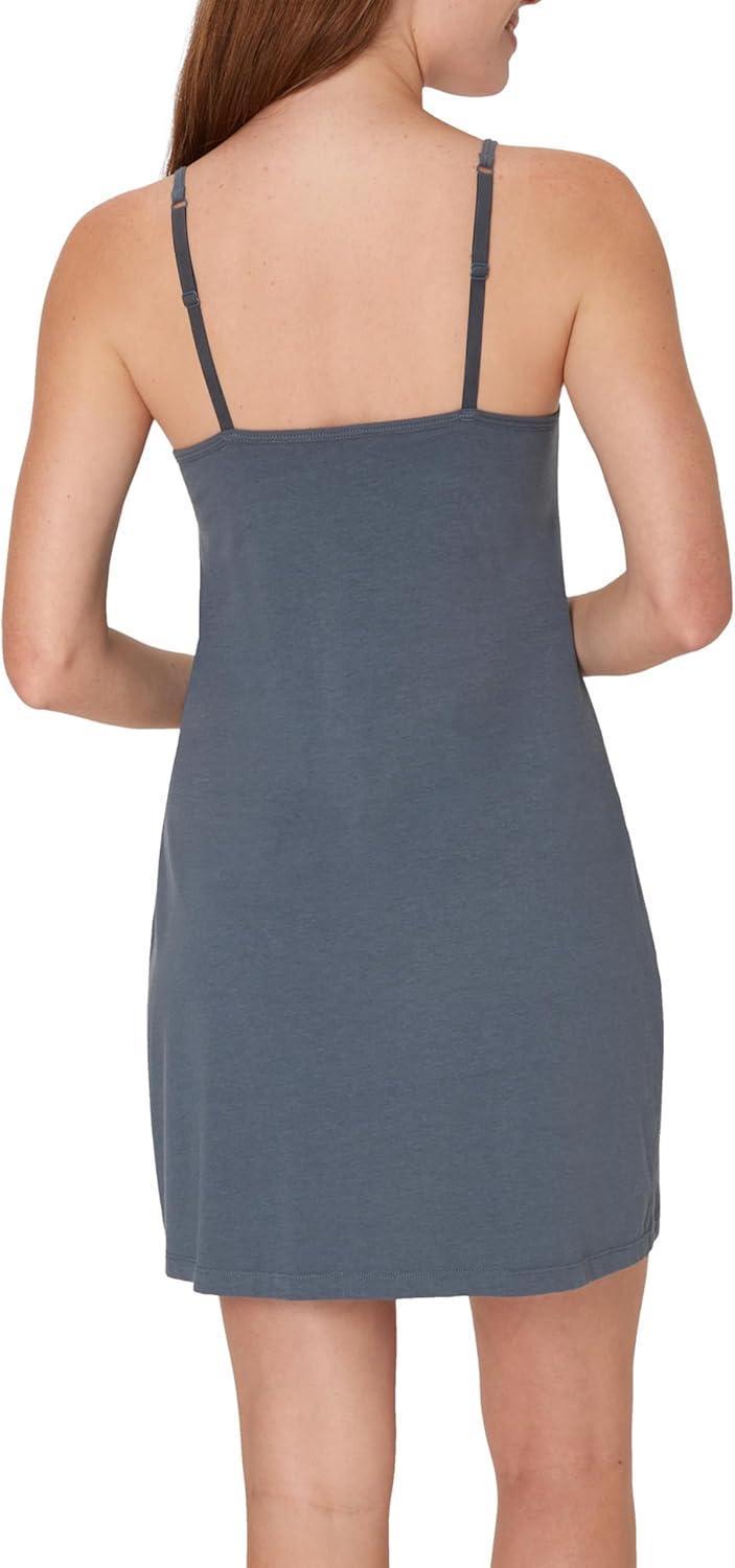 imageHanes Womens Originals Sleep Dress Comfywear Supersoft Sleep Slip Dress With Builtin Shelf BraStargazer Grey