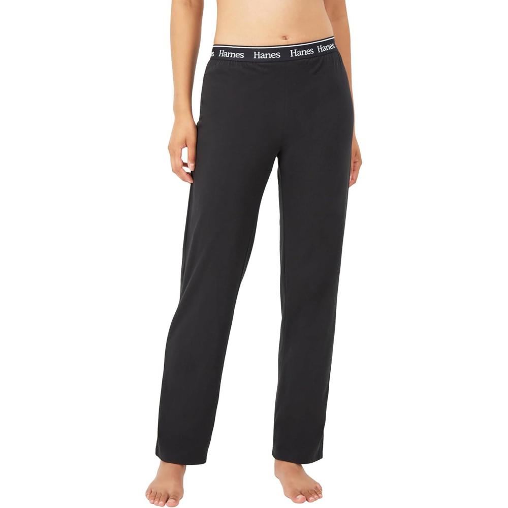 imageHanes Womens Originals Lounge Pants Comfywear Sleep Pants for Women Straight Leg Loungewear PantsBlack