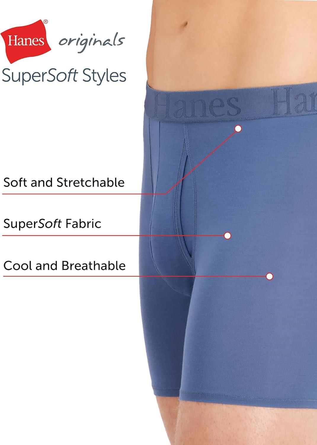 imageHanes Mens Underwear SuperSoft Viscose from Bamboo 3Pack Sexy Mens Underwear Short or Regular Leg Boxer BriefsBlack