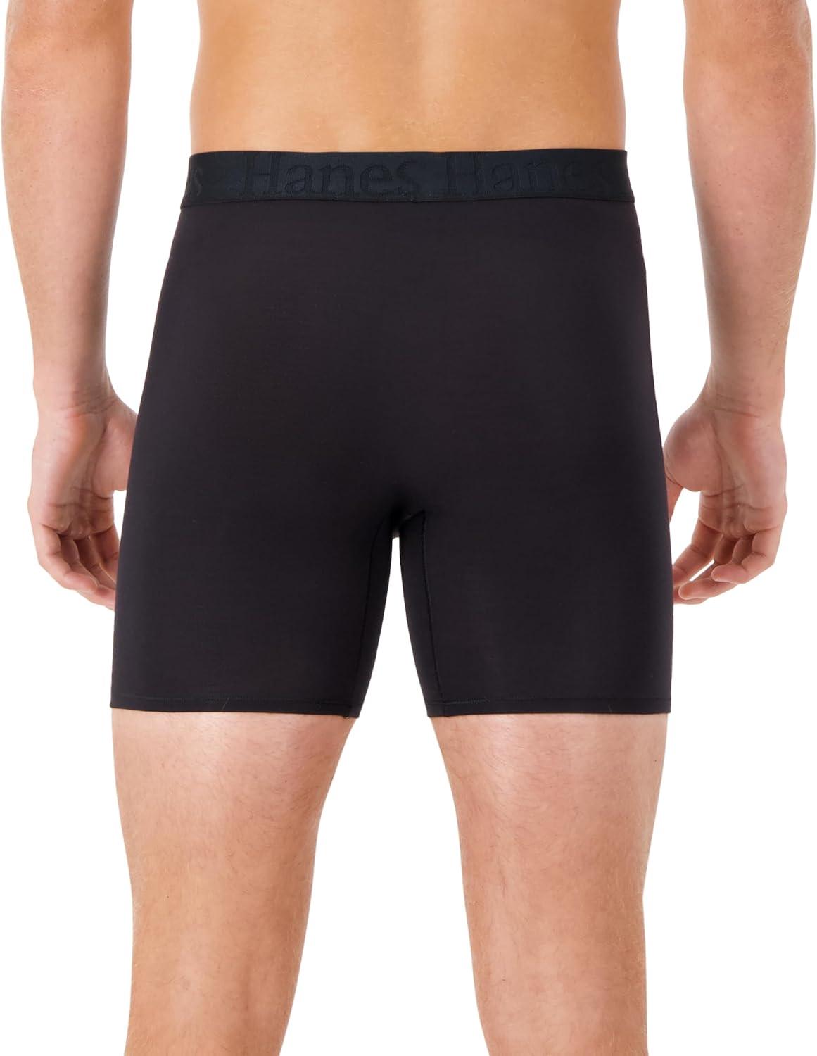 imageHanes Mens Underwear SuperSoft Viscose from Bamboo 3Pack Sexy Mens Underwear Short or Regular Leg Boxer BriefsBlack