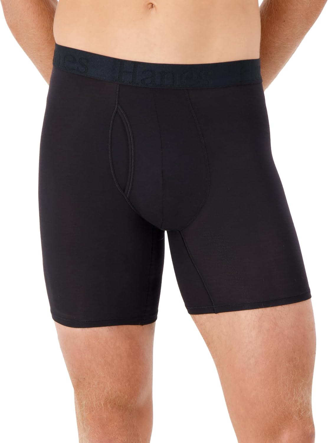 imageHanes Mens Underwear SuperSoft Viscose from Bamboo 3Pack Sexy Mens Underwear Short or Regular Leg Boxer BriefsBlack