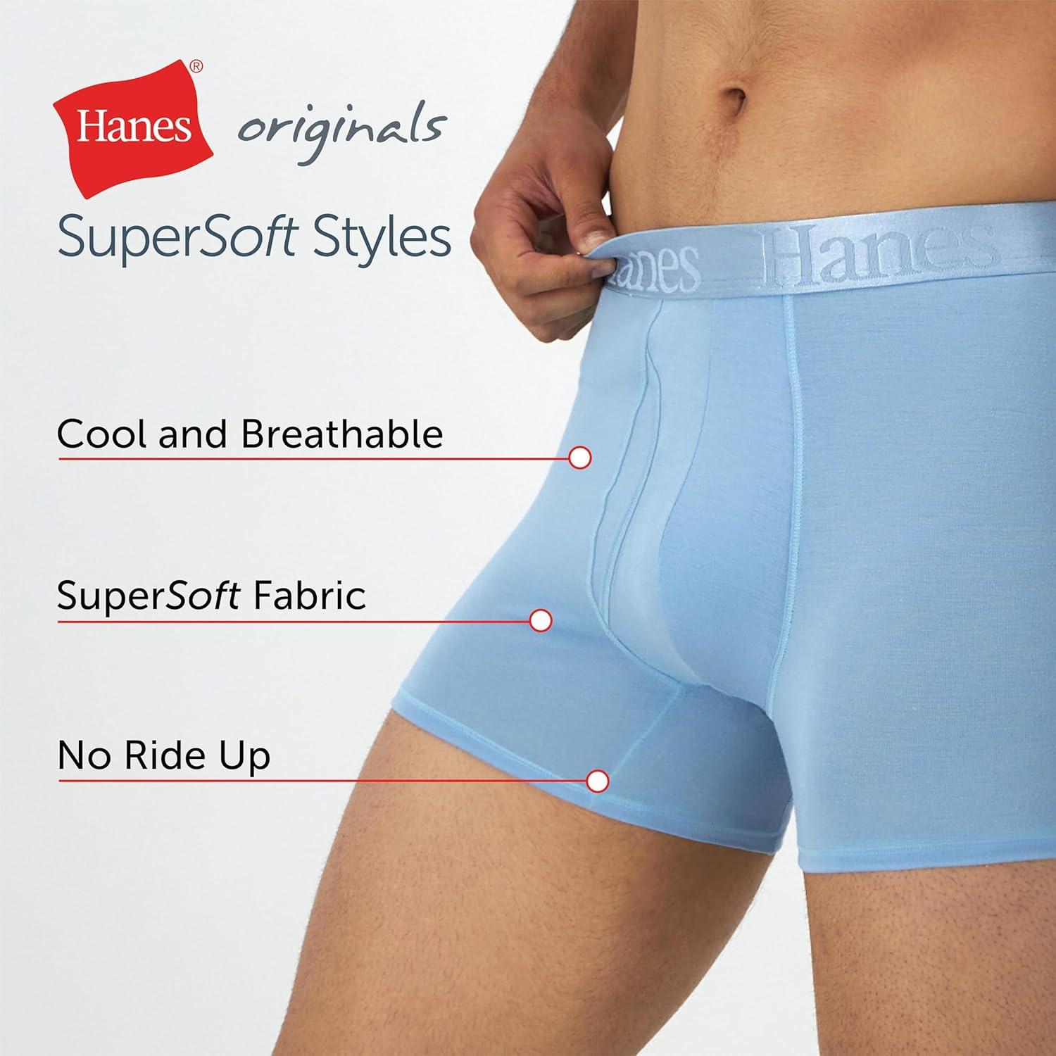 imageHanes Mens Underwear SuperSoft Viscose from Bamboo 3Pack Sexy Mens Underwear Short or Regular Leg Boxer BriefsBlackGreenBlue