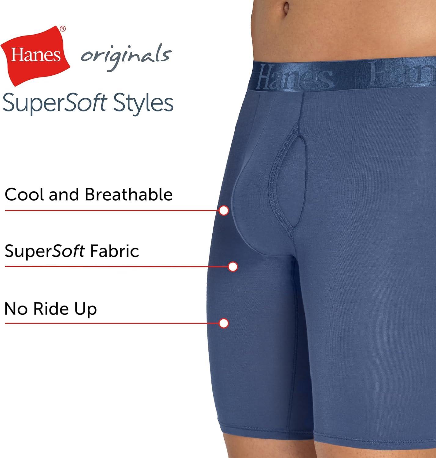 imageHanes Mens Underwear SuperSoft Viscose from Bamboo 3Pack Sexy Mens Underwear Short or Regular Leg Boxer BriefsBlackGrey