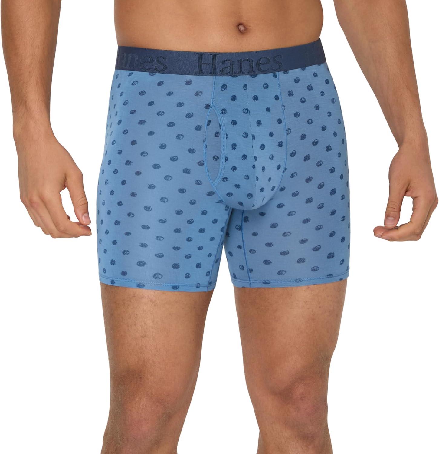 imageHanes Mens Underwear SuperSoft Viscose from Bamboo 3Pack Sexy Mens Underwear Short or Regular Leg Boxer BriefsBlueGreen