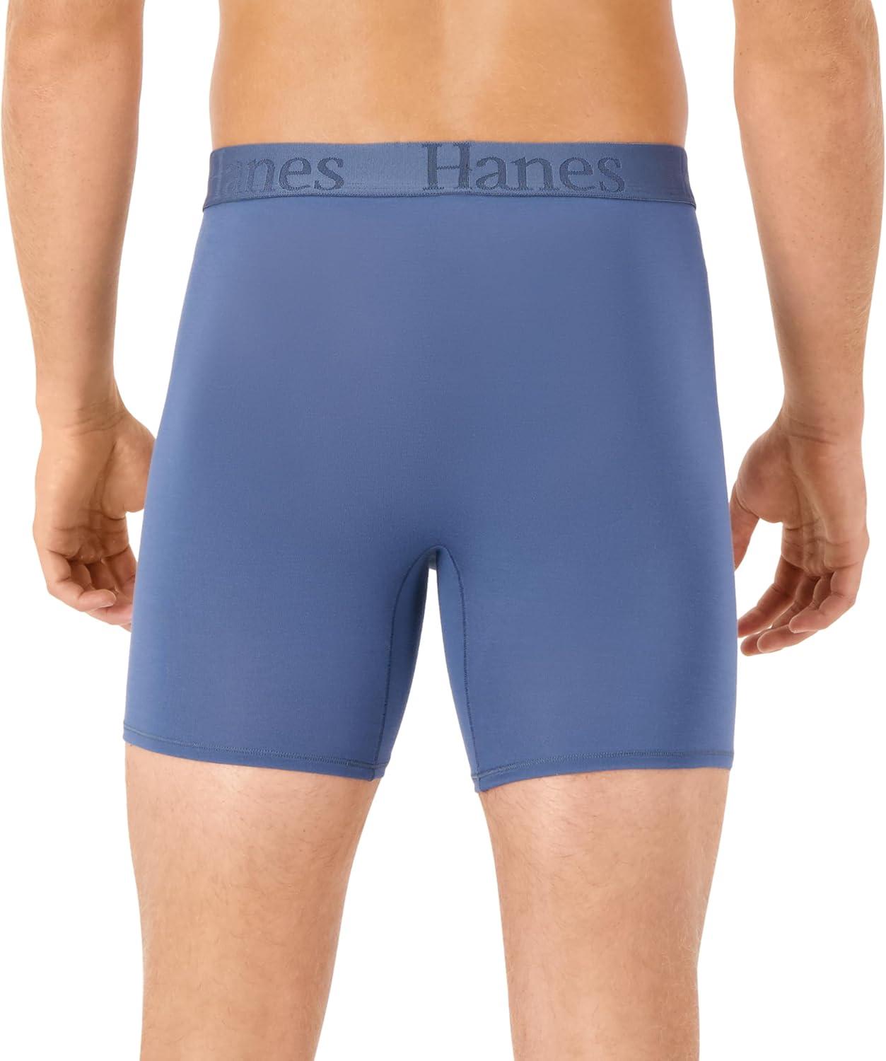 imageHanes Mens Underwear SuperSoft Viscose from Bamboo 3Pack Sexy Mens Underwear Short or Regular Leg Boxer BriefsGreyGreenNavy