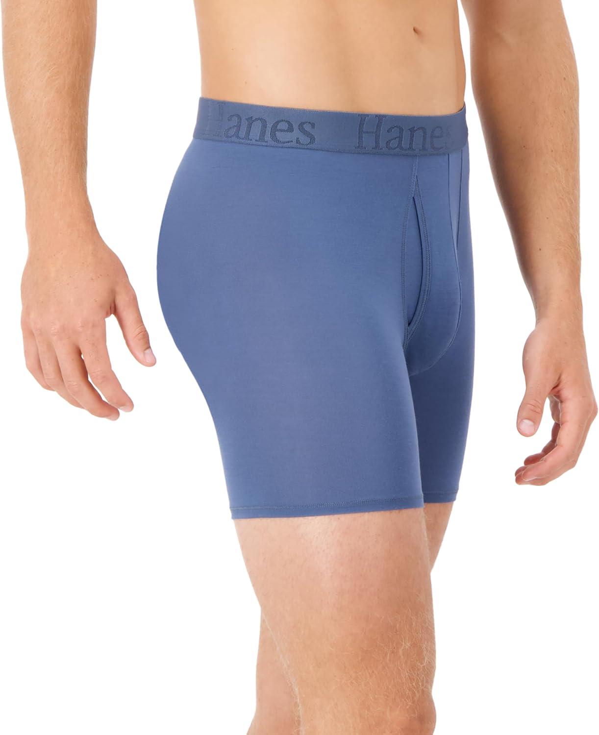imageHanes Mens Underwear SuperSoft Viscose from Bamboo 3Pack Sexy Mens Underwear Short or Regular Leg Boxer BriefsGreyGreenNavy