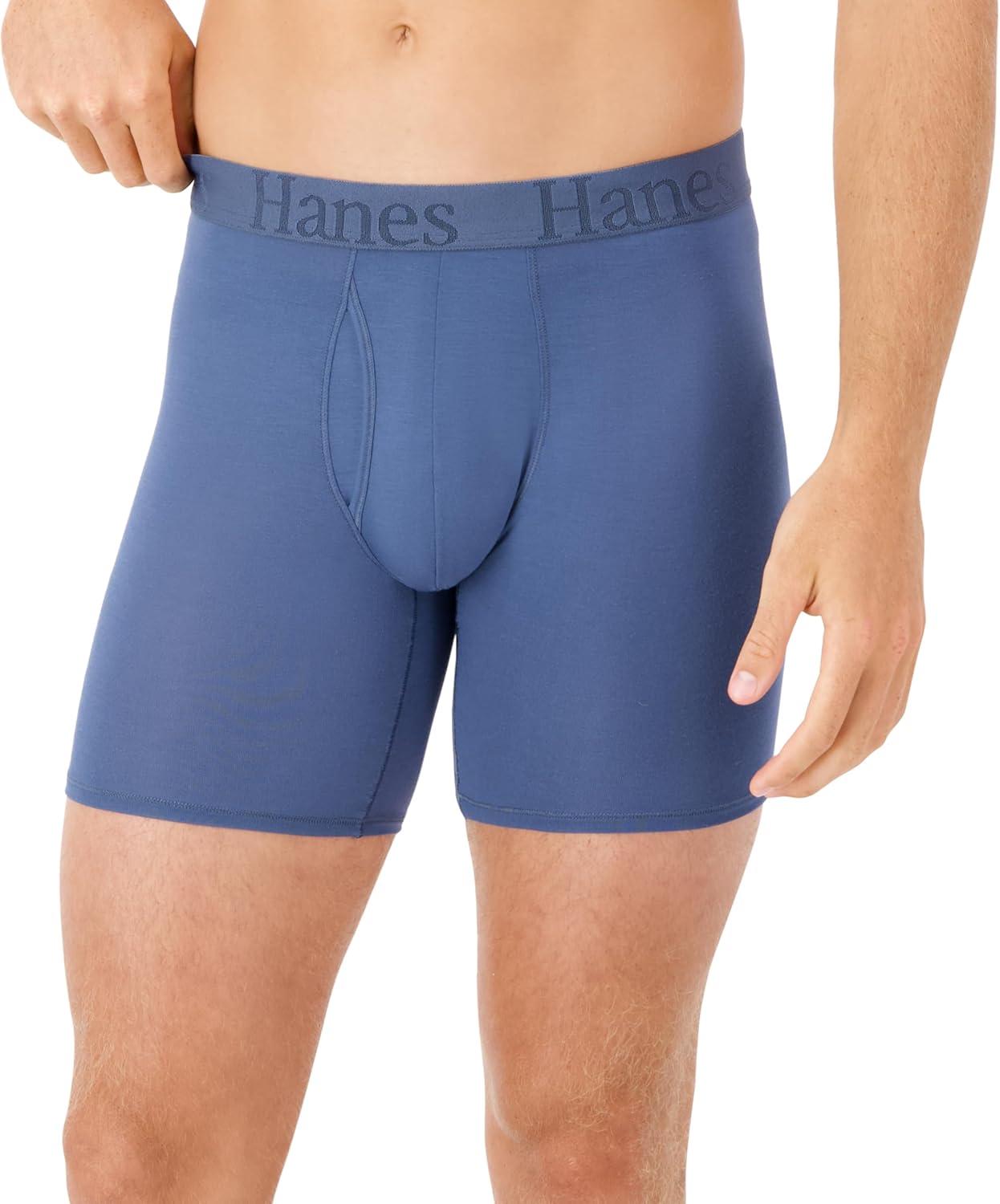 imageHanes Mens Underwear SuperSoft Viscose from Bamboo 3Pack Sexy Mens Underwear Short or Regular Leg Boxer BriefsGreyGreenNavy
