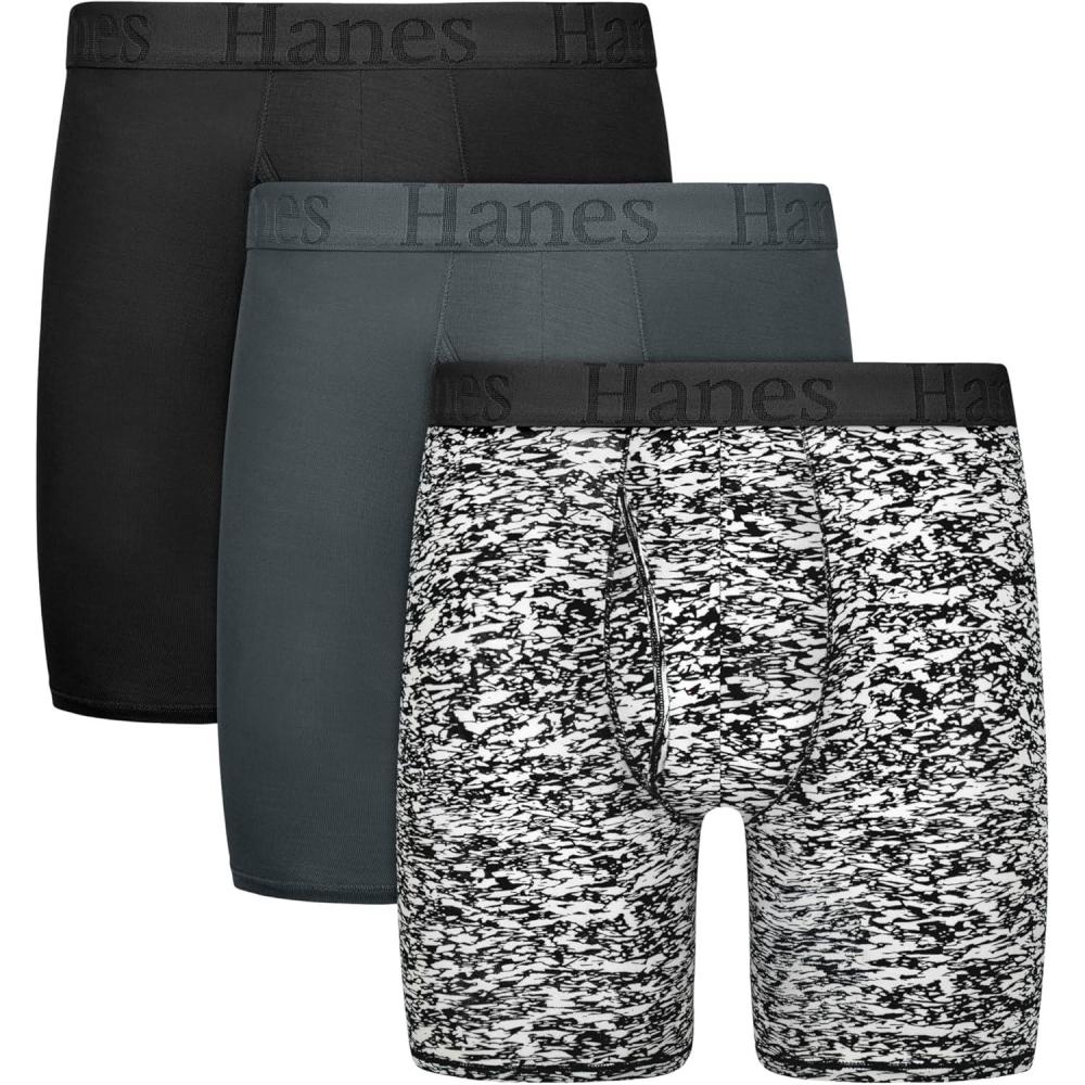 imageHanes Mens Underwear SuperSoft Viscose from Bamboo 3Pack Sexy Mens Underwear Short or Regular Leg Boxer BriefsBlackGrey