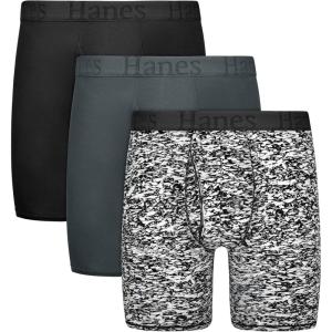 Hanes Men’s Underwear, SuperSoft Viscose from Bamboo, 3-Pack, Sexy Men’s Underwear, Short or Regular- Leg Boxer Briefs(Black/Grey)