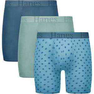 Hanes Men’s Underwear, SuperSoft Viscose from Bamboo, 3-Pack, Sexy Men’s Underwear, Short or Regular- Leg Boxer Briefs(Blue/Green)