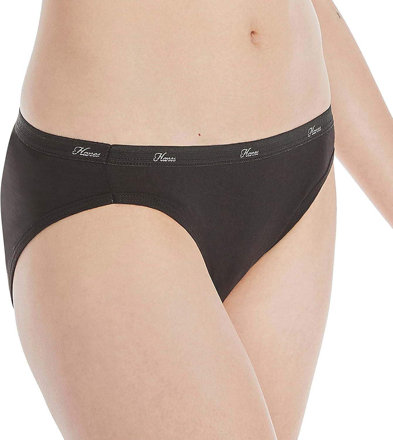 imageHanes Womens Underwear Pack 10Pack FullCoverage Cotton Blend Panties MoistureWicking Underwear for Women10pack Black Bikini