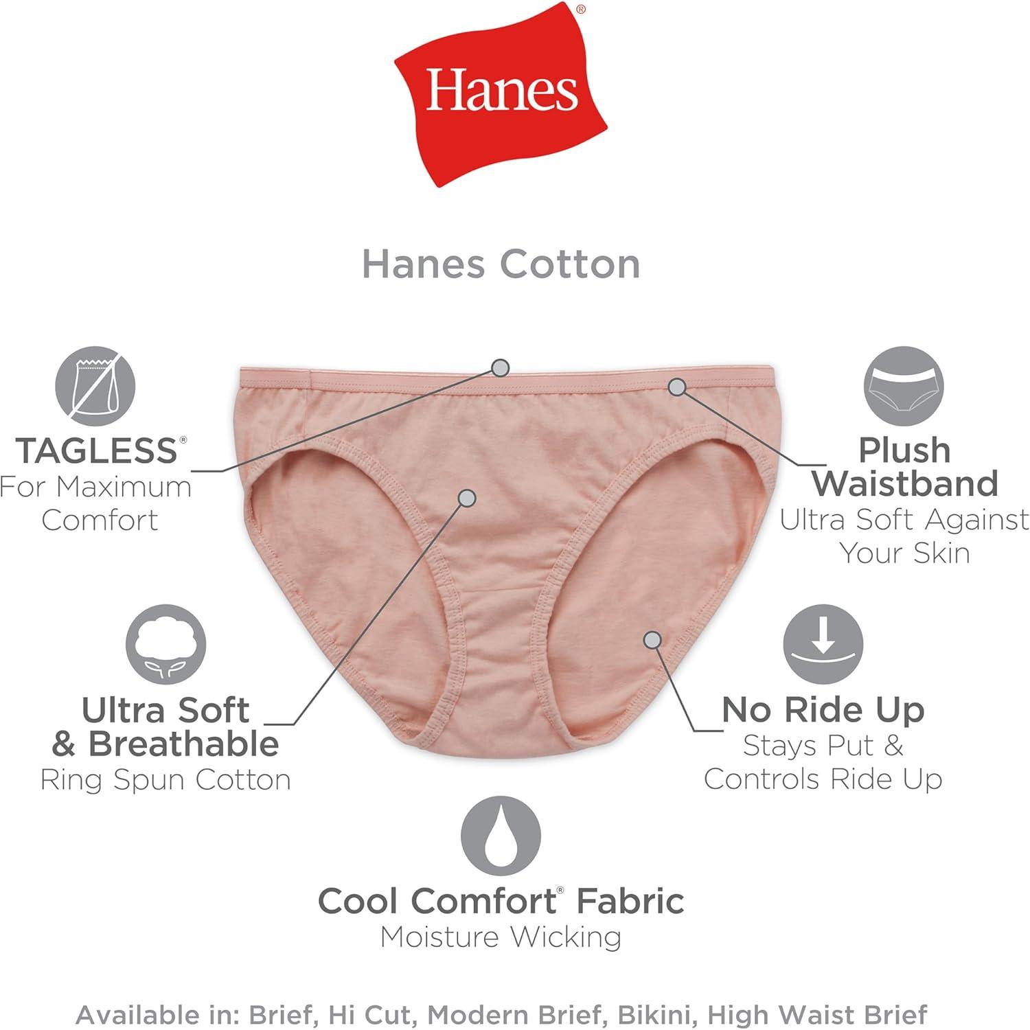 imageHanes Womens Underwear Pack 10Pack FullCoverage Cotton Blend Panties MoistureWicking Underwear for Women10pack Black Brief