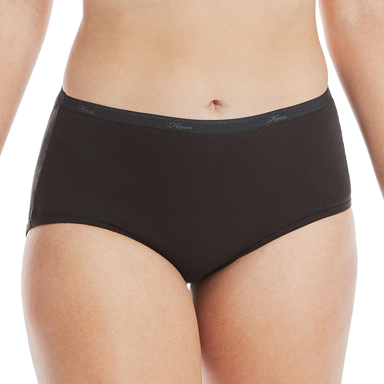 imageHanes Womens Underwear Pack 10Pack FullCoverage Cotton Blend Panties MoistureWicking Underwear for Women10pack Black Brief