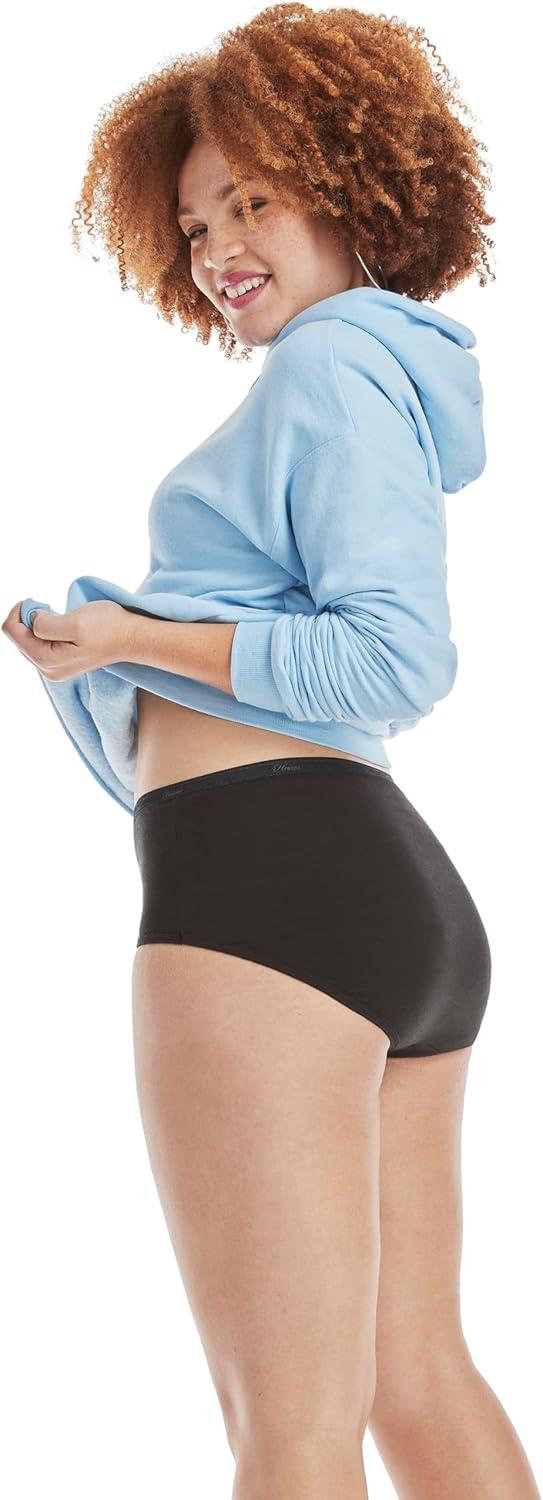 imageHanes Womens Underwear Pack 10Pack FullCoverage Cotton Blend Panties MoistureWicking Underwear for Women10pack Black Brief
