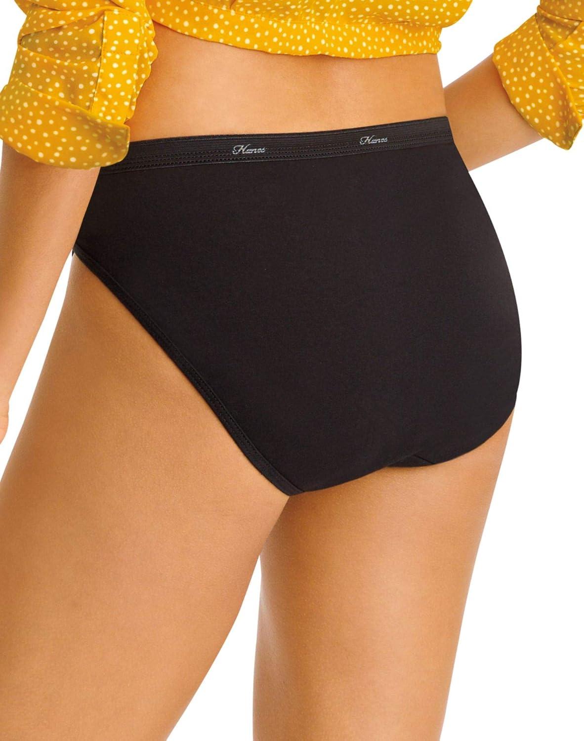 imageHanes Womens Underwear Pack 10Pack FullCoverage Cotton Blend Panties MoistureWicking Underwear for Women10pack Black Hicut