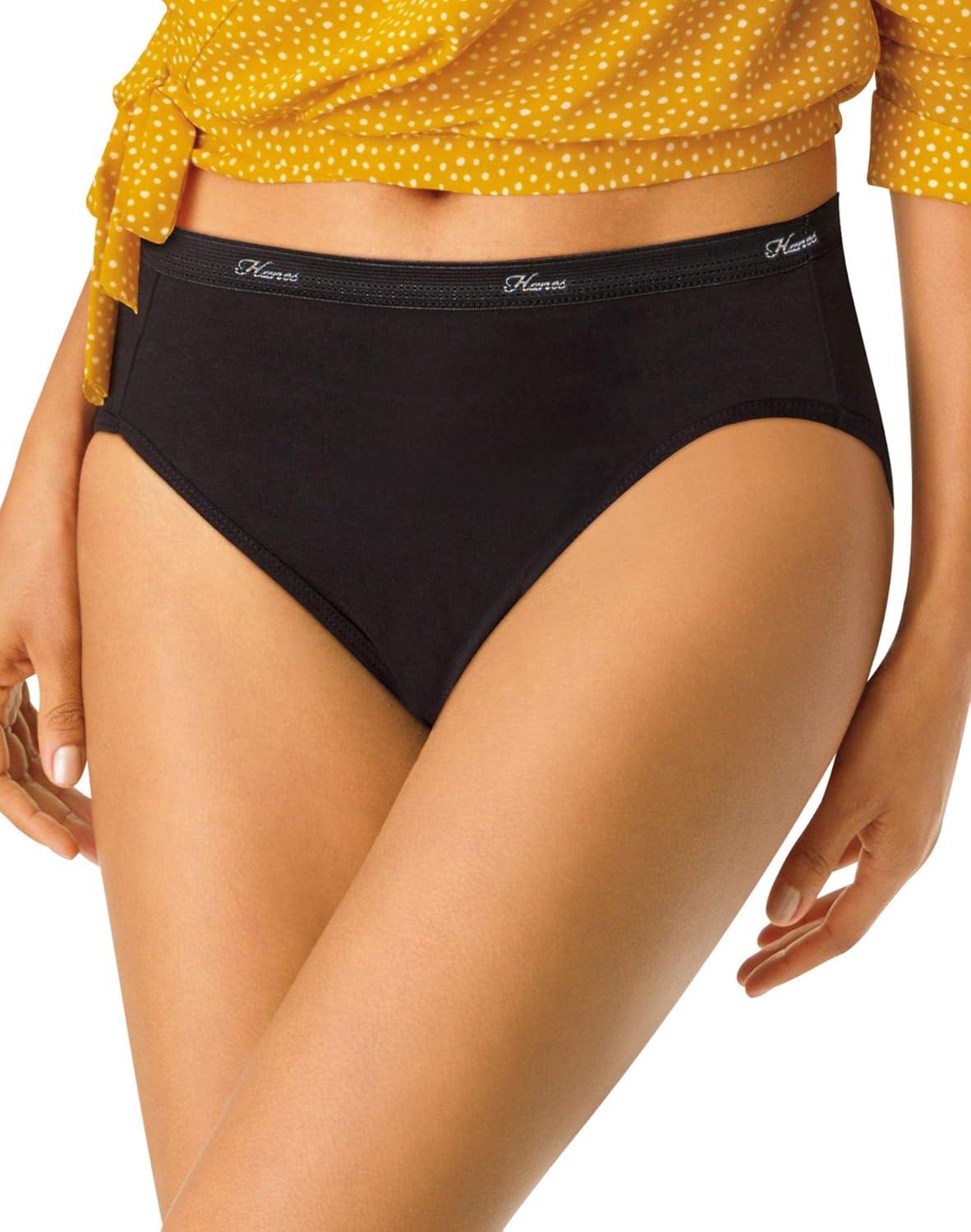 imageHanes Womens Underwear Pack 10Pack FullCoverage Cotton Blend Panties MoistureWicking Underwear for Women10pack Black Hicut