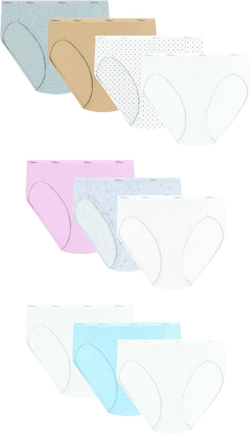 imageHanes Womens Underwear Pack 10Pack FullCoverage Cotton Blend Panties MoistureWicking Underwear for WomenPinkBlackGrey HeatherNavyTea FloralWhite Hicut