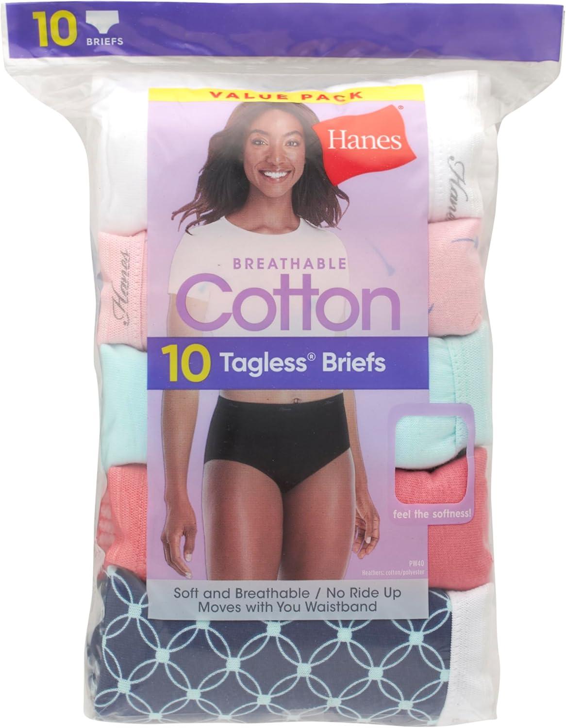 imageHanes Womens Underwear Pack 10Pack FullCoverage Cotton Blend Panties MoistureWicking Underwear for WomenSolidPrint Mix