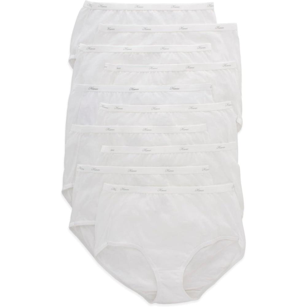 imageHanes Womens Underwear Pack 10Pack FullCoverage Cotton Blend Panties MoistureWicking Underwear for WomenAll White