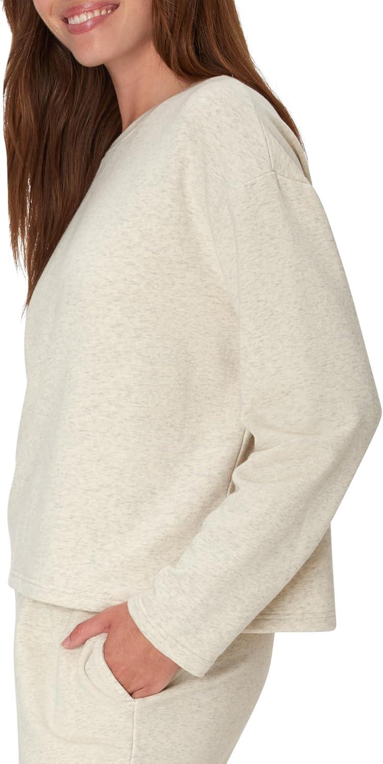 imageHanes Womens Originals French Terry Pullover Cropped Crewneck Sweatshirt for Women Comfywear LoungewearOatmeal Marle