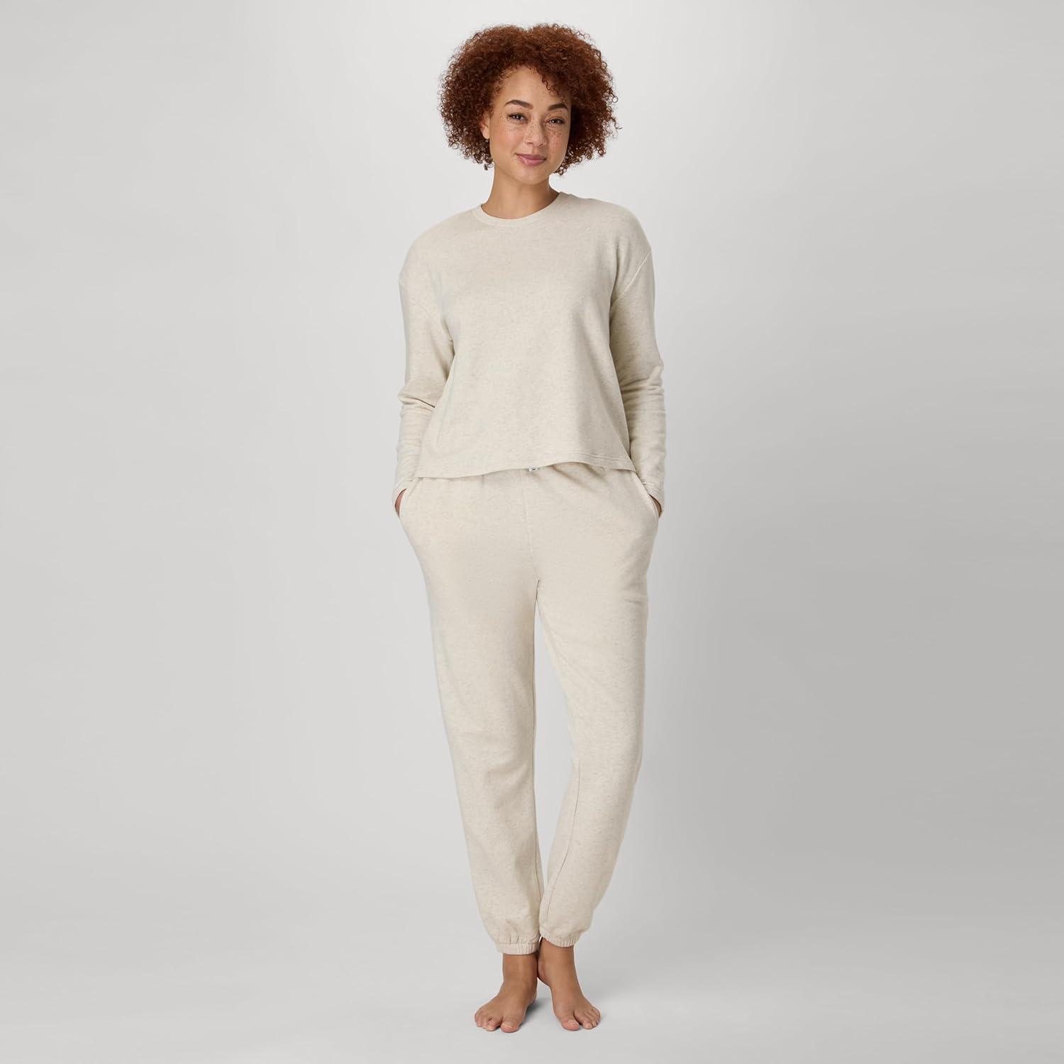 imageHanes Womens Originals French Terry Pullover Cropped Crewneck Sweatshirt for Women Comfywear LoungewearOatmeal Marle
