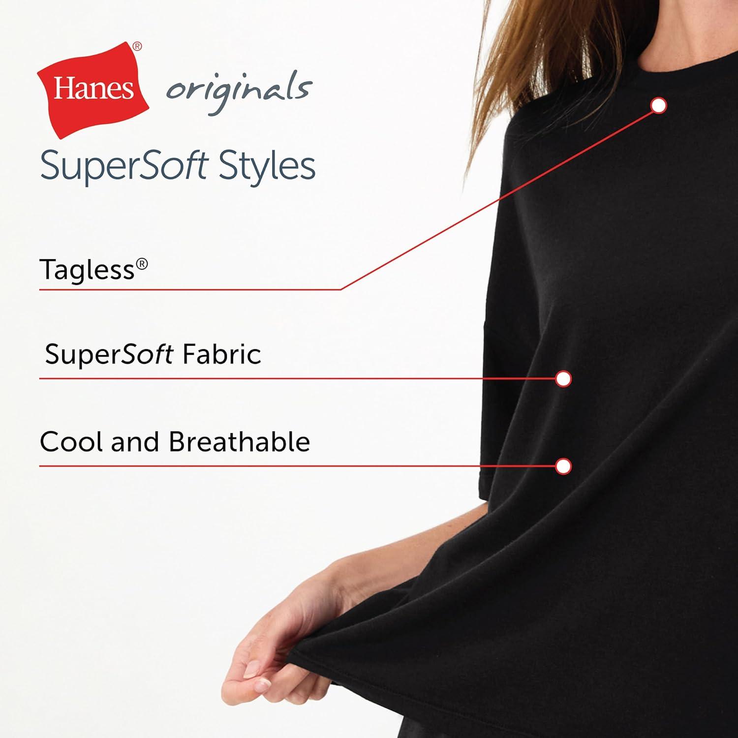 imageHanes Womens Pajamas Set Comfywear Pajamas for Women Set Originals SupertSoft Loungewear TShirt amp Sleep ShortsBlack