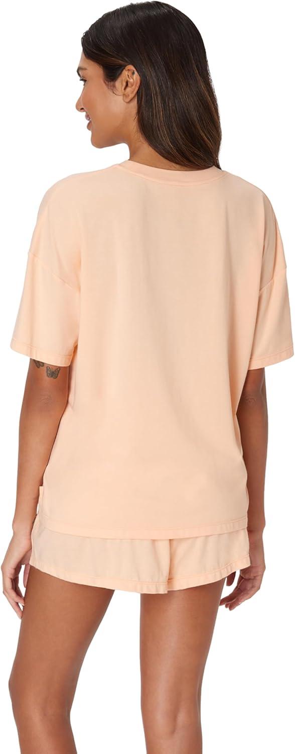 imageHanes Womens Pajamas Set Comfywear Pajamas for Women Set Originals SupertSoft Loungewear TShirt amp Sleep ShortsMellow Peach