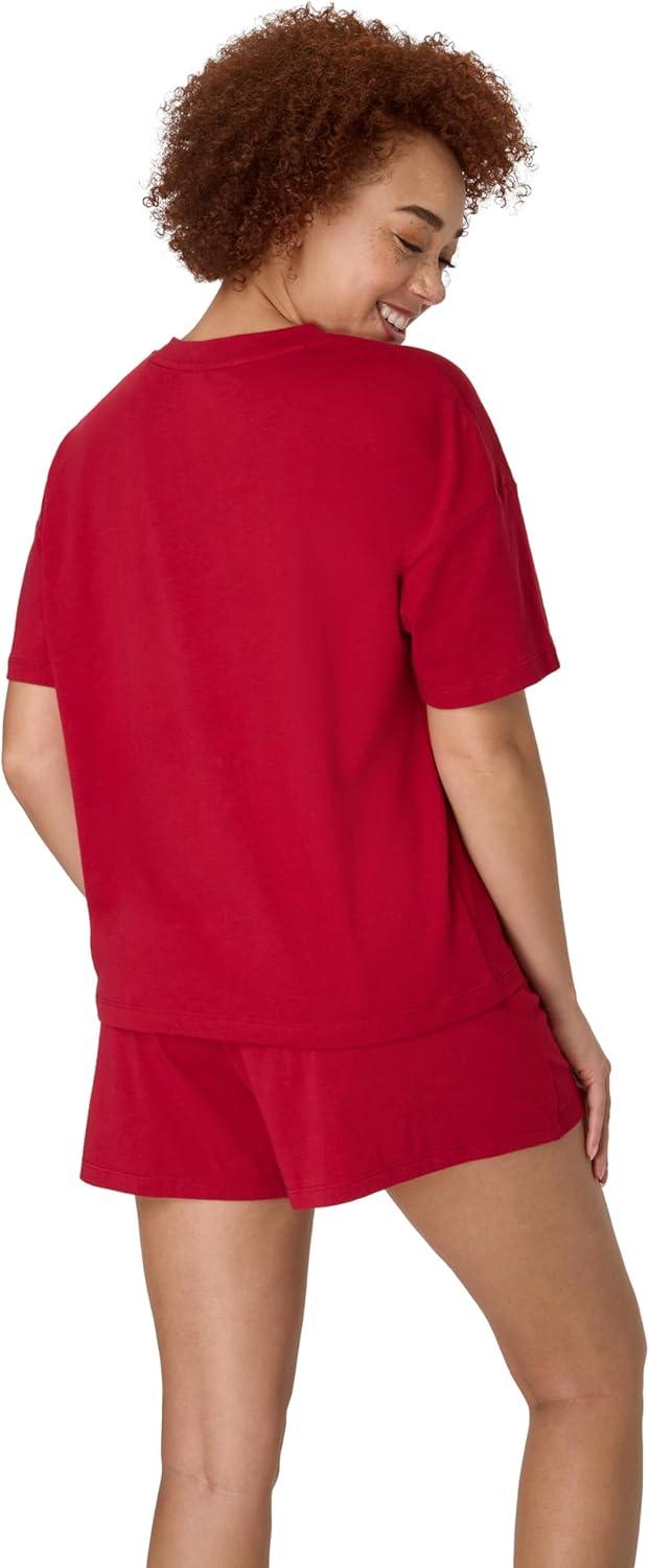 imageHanes Womens Pajamas Set Comfywear Pajamas for Women Set Originals SupertSoft Loungewear TShirt amp Sleep ShortsRosey Red