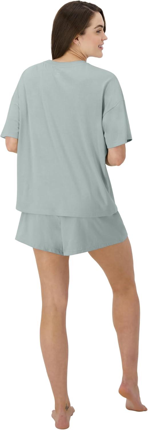 imageHanes Womens Pajamas Set Comfywear Pajamas for Women Set Originals SupertSoft Loungewear TShirt amp Sleep ShortsSoft Celadon