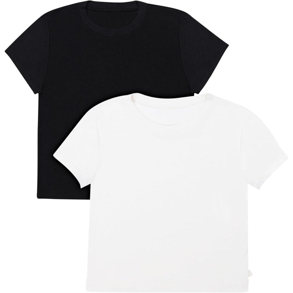 imageHanes Womens Originals Baby Doll Tee 2Pack Comfywear Supersoft Rib TShirt Loungewear PackBlackPearl