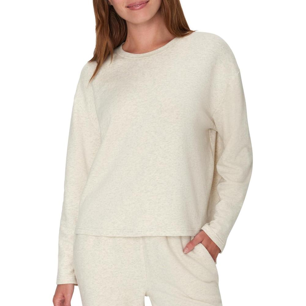 imageHanes Womens Originals French Terry Pullover Cropped Crewneck Sweatshirt for Women Comfywear LoungewearOatmeal Marle