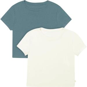 Hanes Women’s Originals Baby Doll Tee, 2-Pack, Comfywear Supersoft Rib T-Shirt, Loungewear Pack(Pearl/Stargazer Grey)