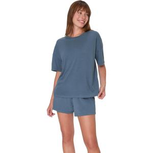 Hanes Women’s Pajamas Set, Comfywear Pajamas for Women Set, Originals SupertSoft Loungewear, T-Shirt & Sleep Shorts(Stargazer Grey)