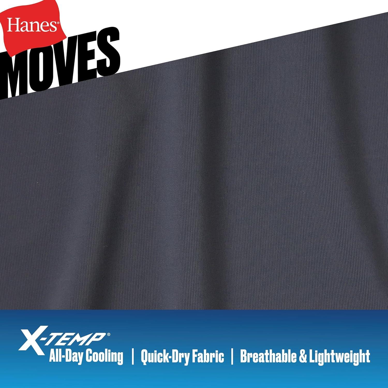 imageHanes Mens Moves Performance Boxer Brief Total Support Pouch Regular Trunk and Long Leg 3packRedGreyBlack