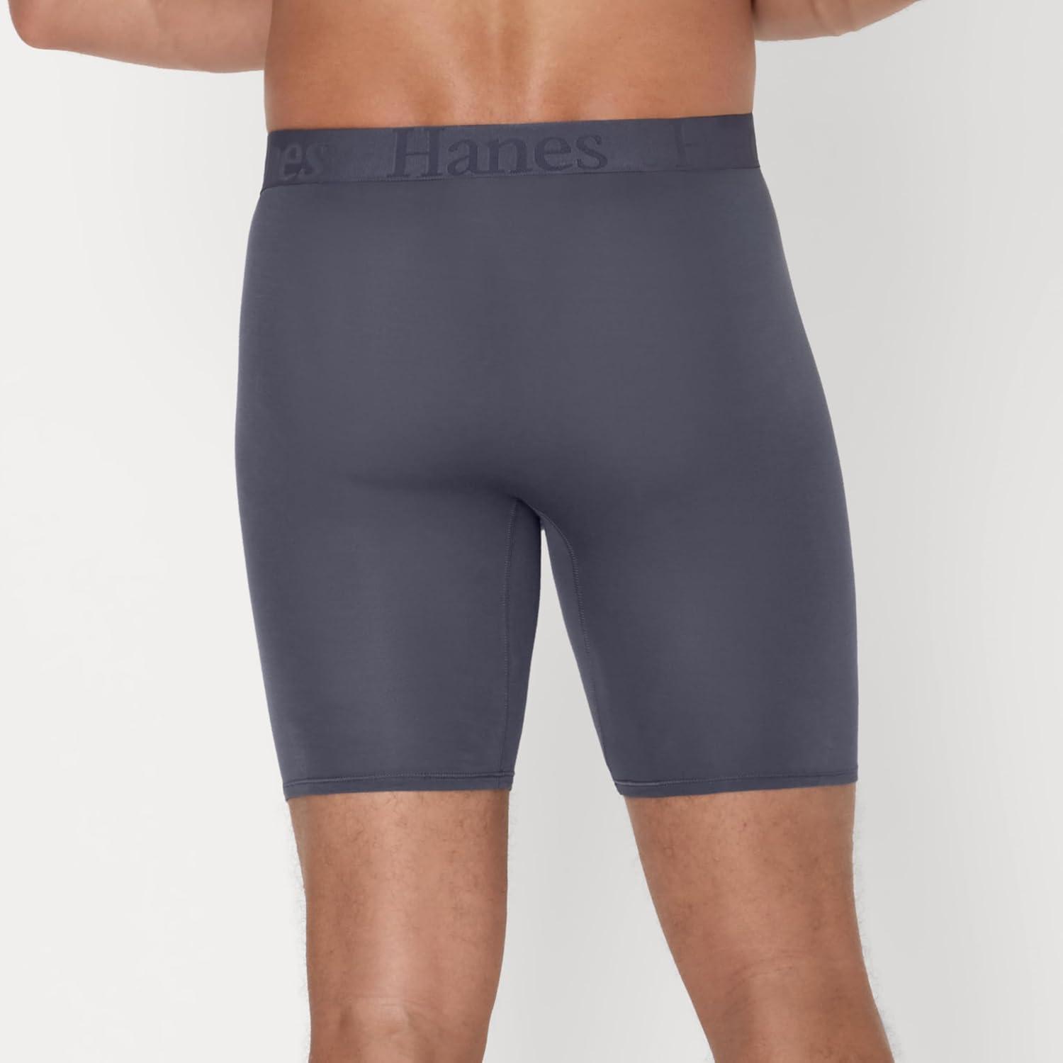 imageHanes Mens Originals Supersoft Boxer Brief Underwear Total Support Pouch Boxer Briefs for Men Long Leg amp Regular 3packBlack Grey