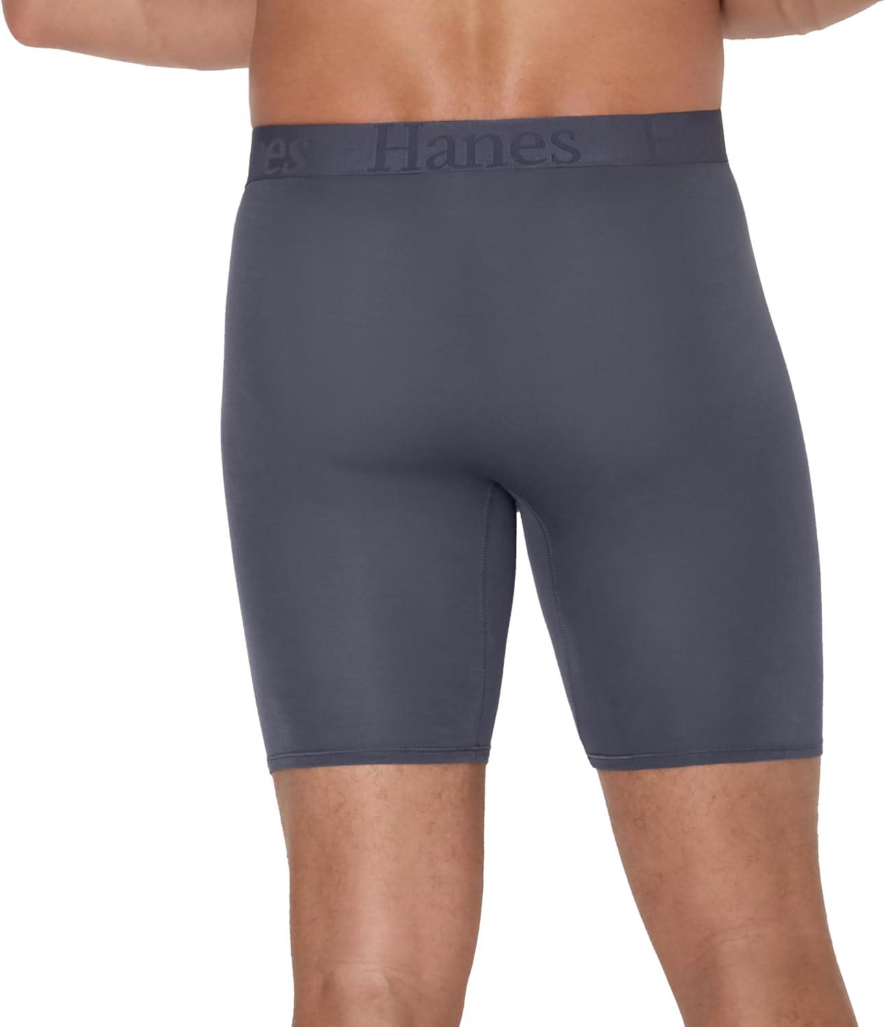 imageHanes Mens Originals Supersoft Boxer Brief Underwear Total Support Pouch Boxer Briefs for Men Long Leg amp Regular 3packBlack Grey